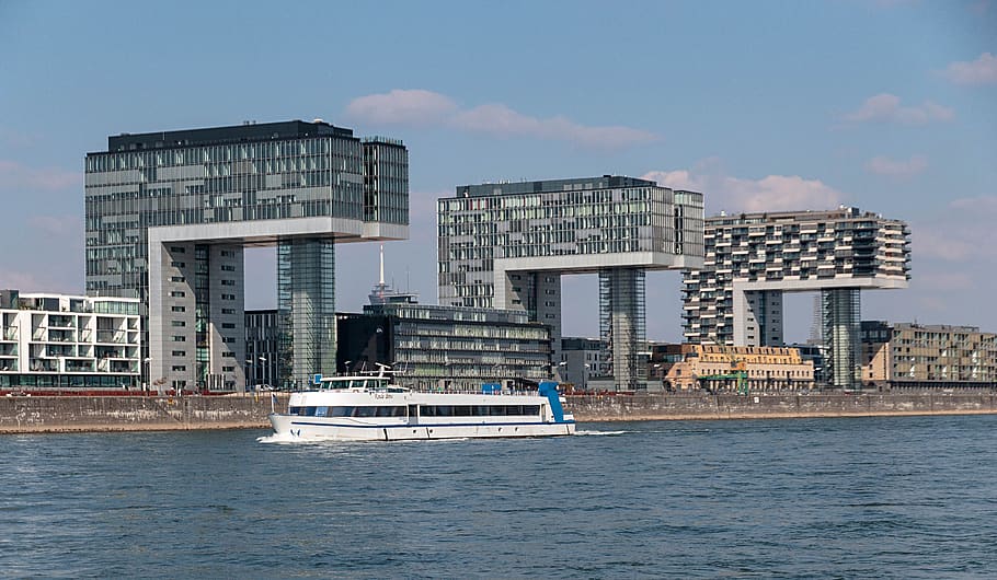 cologne, rhine, germany, architecture, crane homes, houses HD wallpaper