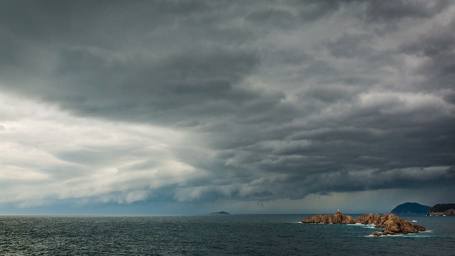 clouds, rocks, storm, sea, dubrovnik, sky, weather, cloud - sky HD wallpaper