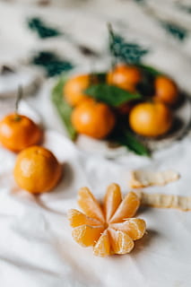Still life of mandarin oranges with leaves, fruit, sweet, above HD wallpaper