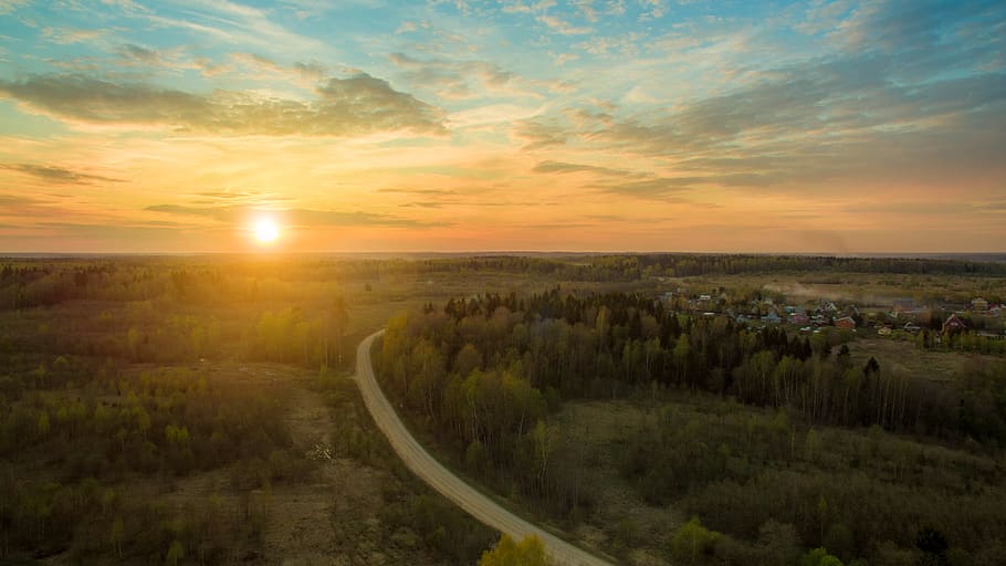 sunset, landscape, sky, cloud - sky, environment, scenics - nature HD wallpaper