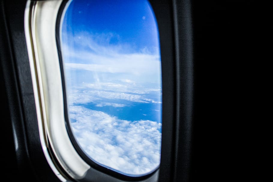 plane, clouds, blue, window, sky, views, airplane, air vehicle HD wallpaper