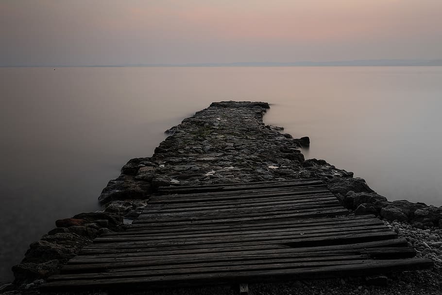pier, water, sky, no people, tranquility, sea, tranquil scene HD wallpaper