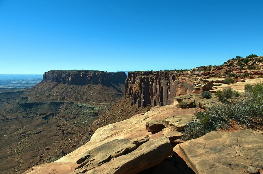 grand view point trail vista, desert, rock, stairs, canyonlands, HD wallpaper
