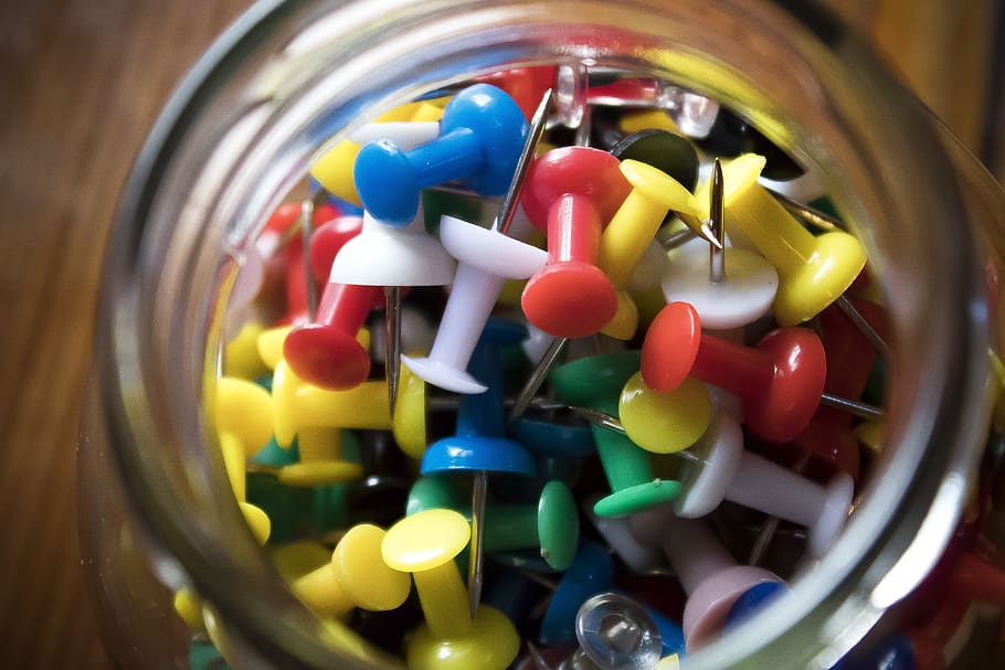 pin, needle, white, black, yellow, red, blue, glass, work material HD wallpaper