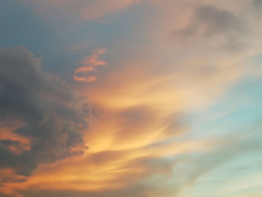 sun reflection on clouds, cloudscape, sundown, texture, sunset HD wallpaper