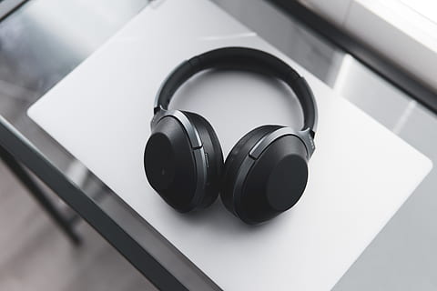 HD wallpaper: black earbuds, electronics, headset, headphones, earphones, wood - Wallpaper Flare
