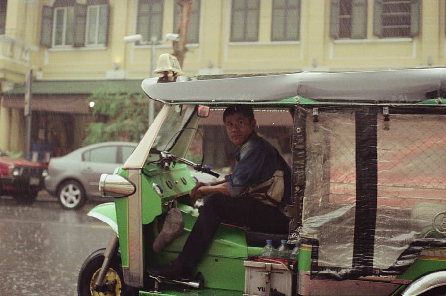 person, human, people, vehicle, bangkok, thailand, car, golf cart, HD wallpaper