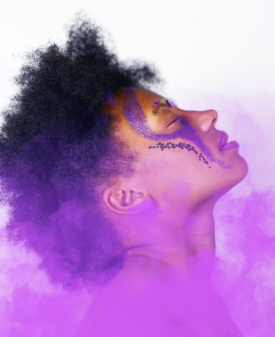 Woman With Purple Face Paint, art, artistic, background, close-up HD wallpaper