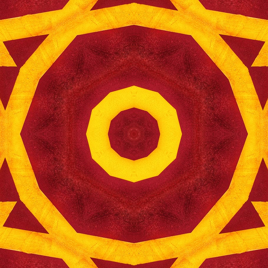 Round Red and Yellow Pattern, abstract painting, art, artistic HD wallpaper