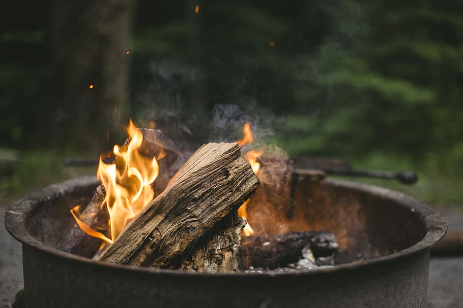 fire, chill, campfire, fireplace, evening, log, red, blaze HD wallpaper