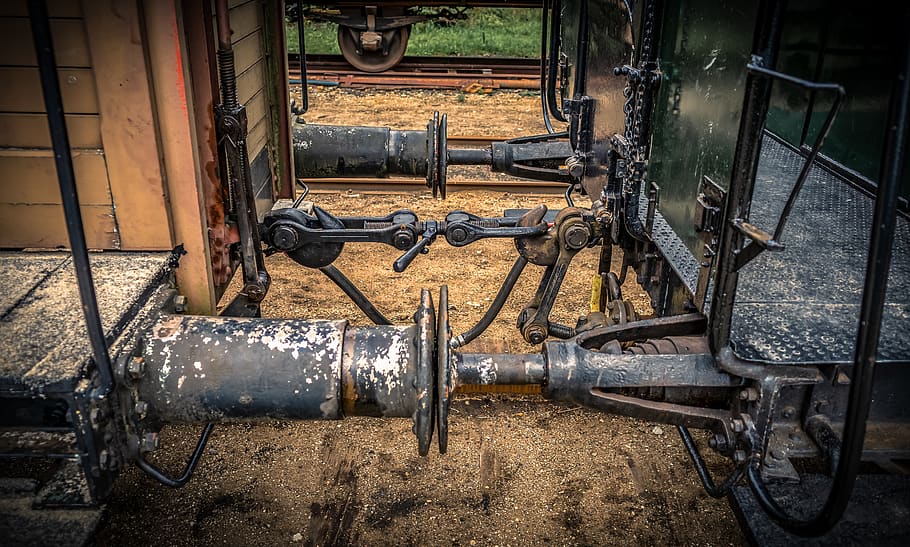 railway carriages, buffer, clutch, rails, iron, metal, old HD wallpaper