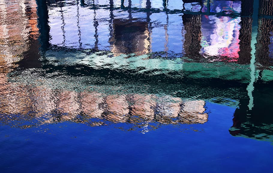 italy, milano, darsena del naviglio, reflection, water, colors, HD wallpaper