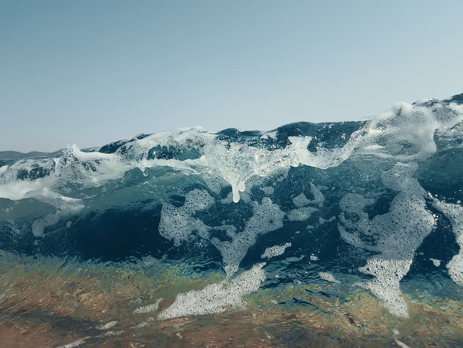 wave, autumn, foam, beach, sand, water, cold, clear, sky, wet HD wallpaper