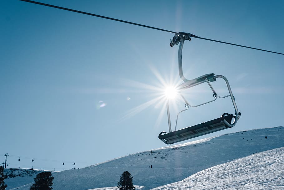 cable car, sunlight, sky, transportation, nature, water, lens flare HD wallpaper