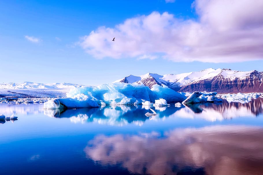 Mountains Covered With Snow, clouds, cold, dawn, daylight, flying HD wallpaper