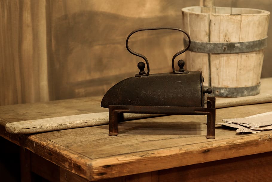 iron, nostalgia, basket, object, metal, wood - material, antique HD wallpaper