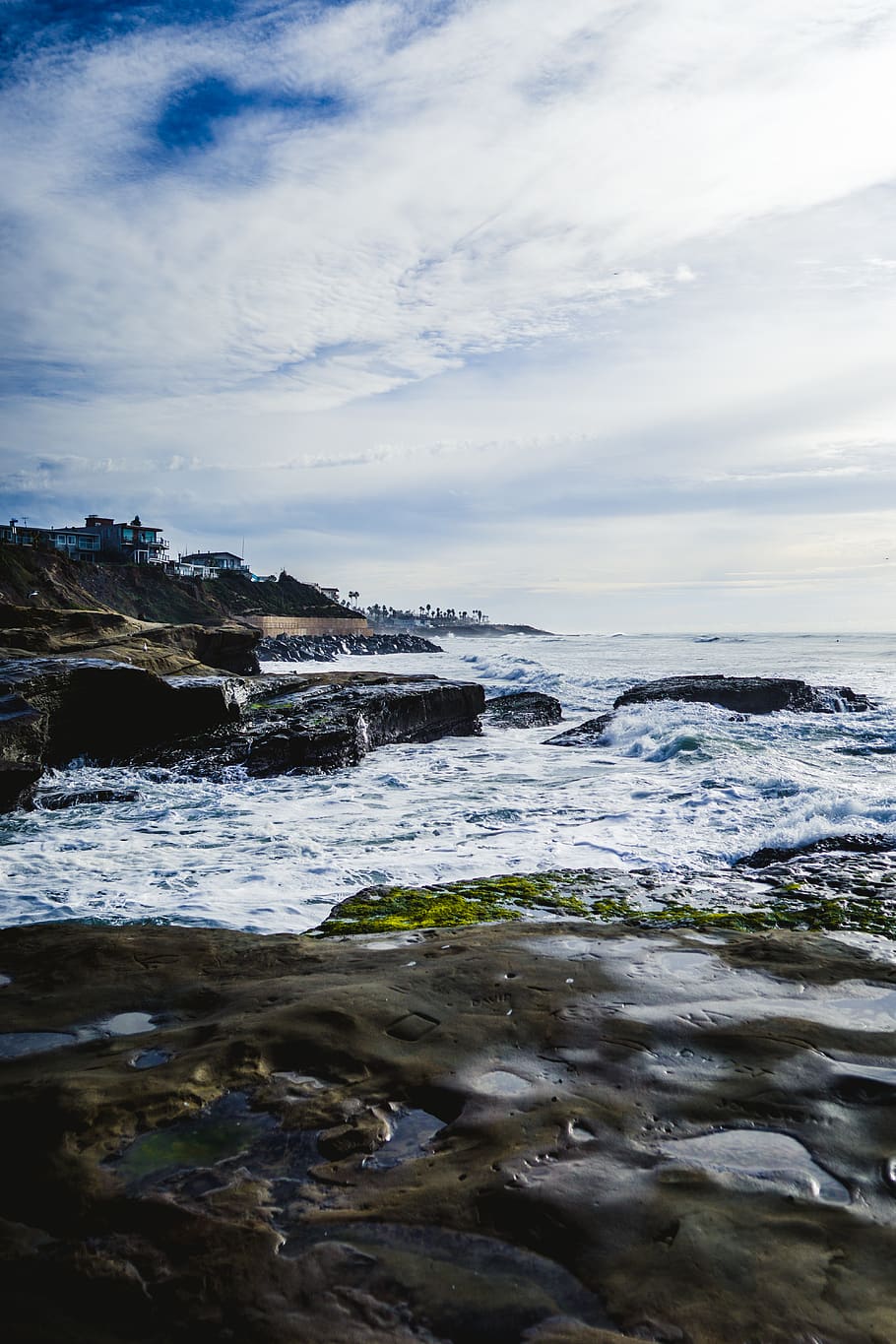 seashore wave, promontory, water, nature, ocean, ocean beach HD wallpaper