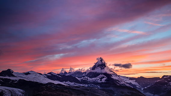 mountain, landscape, peak, summit, snow, view, aesthetic, rocks HD wallpaper