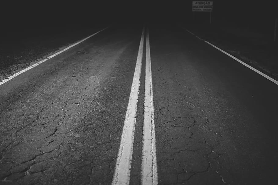 road, street, night, transportation, road marking, symbol, sign HD wallpaper