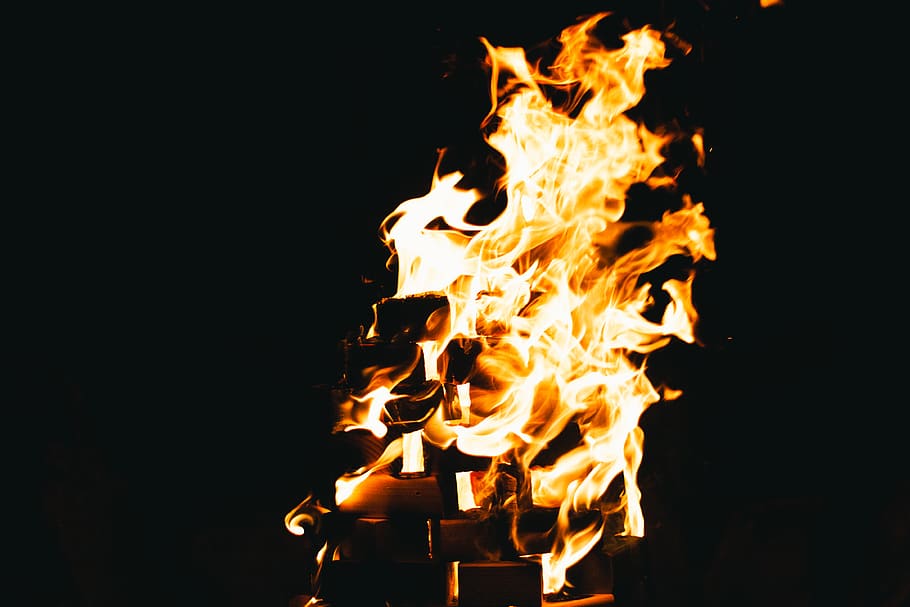 bonfire during nighttime, flame, green valley farm, sebastopol HD wallpaper