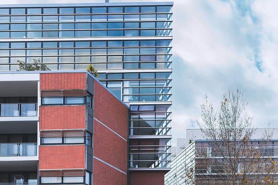 architecture, building, glass, window, geometry, exterior, sky HD wallpaper