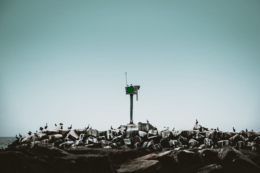 black building illustration, sky, clear sky, copy space, nature HD wallpaper