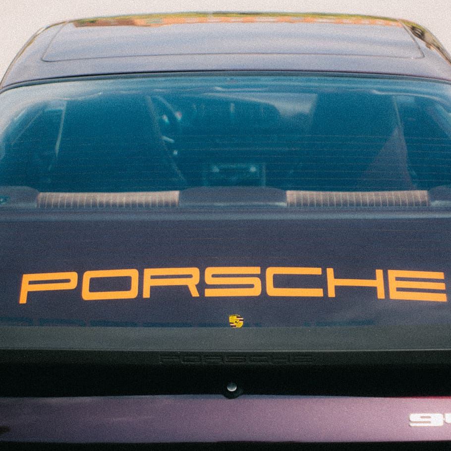Porsche logo, license, license plate, text, automobile, car, transportation HD wallpaper