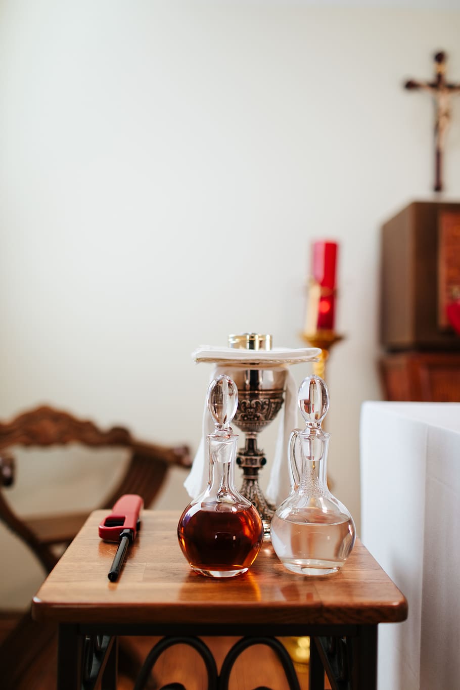 two clear glass decanters on table, indoors, glass - material HD wallpaper
