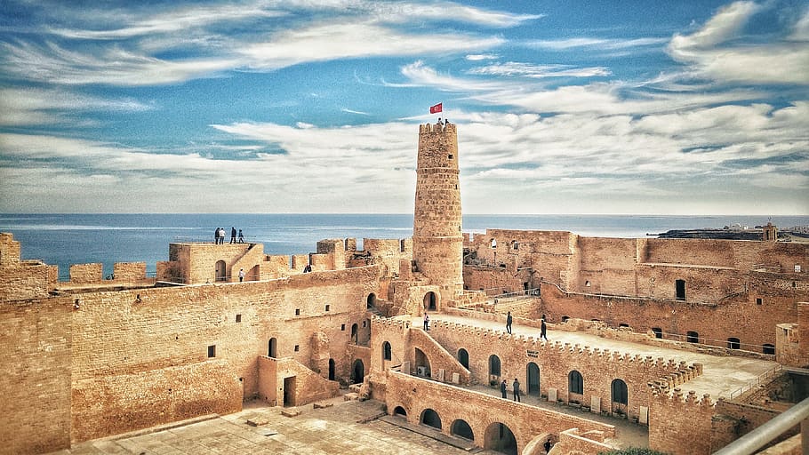 People Walking on Concrete Walls Near Tower, ancient, architecture HD wallpaper
