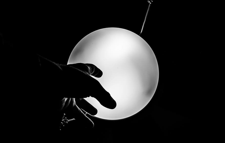 black and white, macro, close up, abstract, hand, light, close-up HD wallpaper