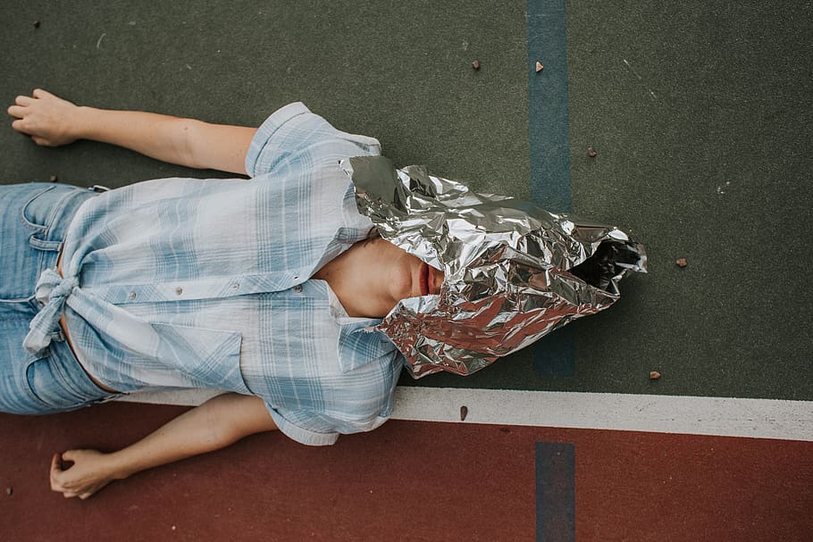 person lying on floor, human, people, woman, foil, food, lay HD wallpaper