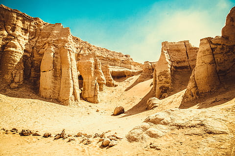 iran, qeshm, sky, mountain, rock, rock formation, rock - object HD wallpaper