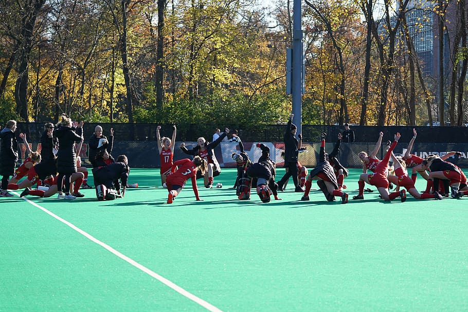 field hockey, sport, tree, plant, real people, group of people HD wallpaper