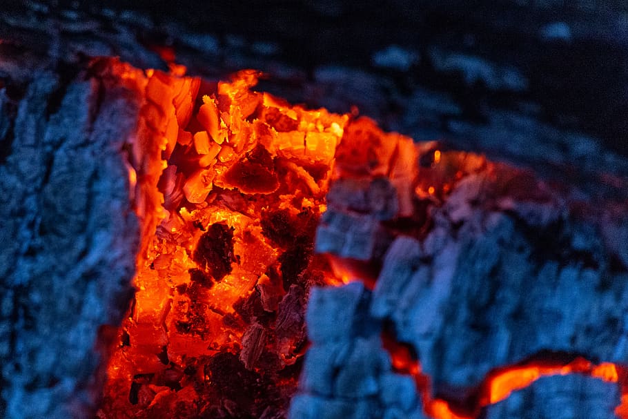 Close-up Photo Of Firewood Burning, ash, burnt, charcoal, fireplace HD wallpaper