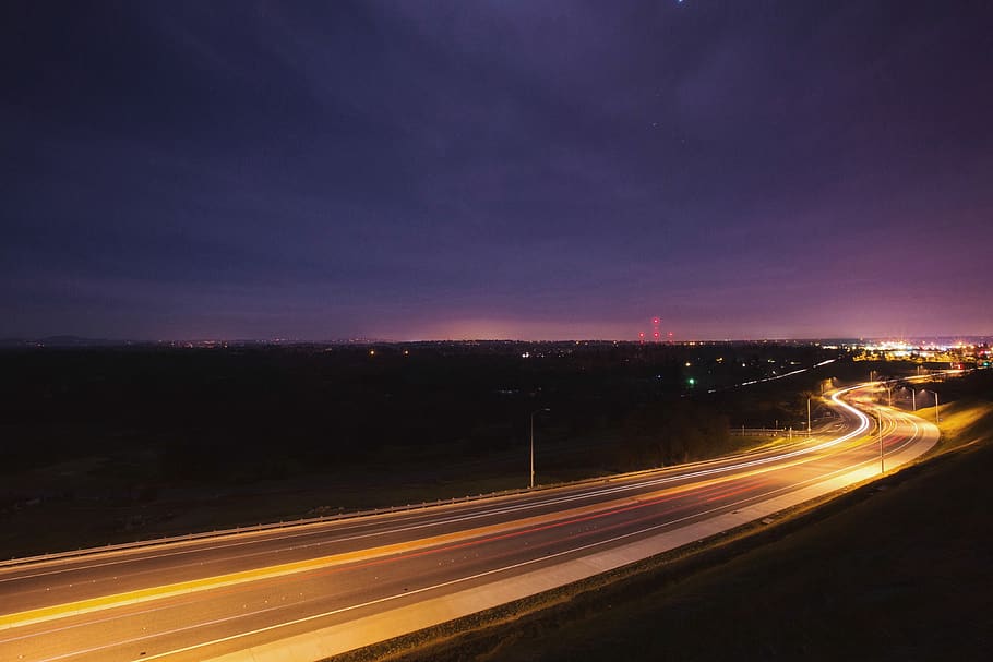 Time Lapse Photography of Vehicles on Highway, autobahn, lights