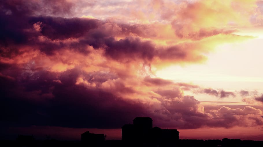 nature, landscape, clouds, sky, view, sunset, cloud - sky, architecture HD wallpaper