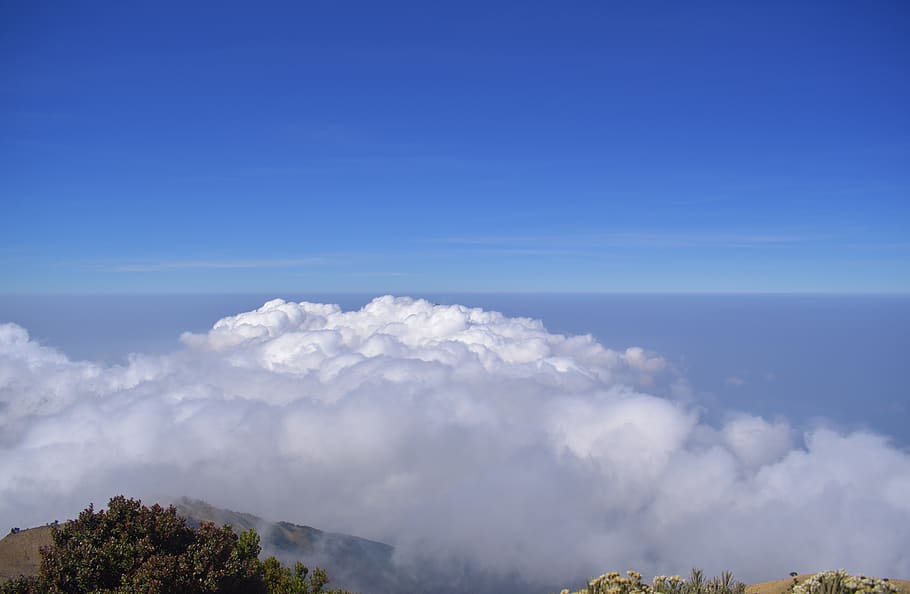 clouds, summit, mountain, merbabu, indonesia, highland, hiking HD wallpaper