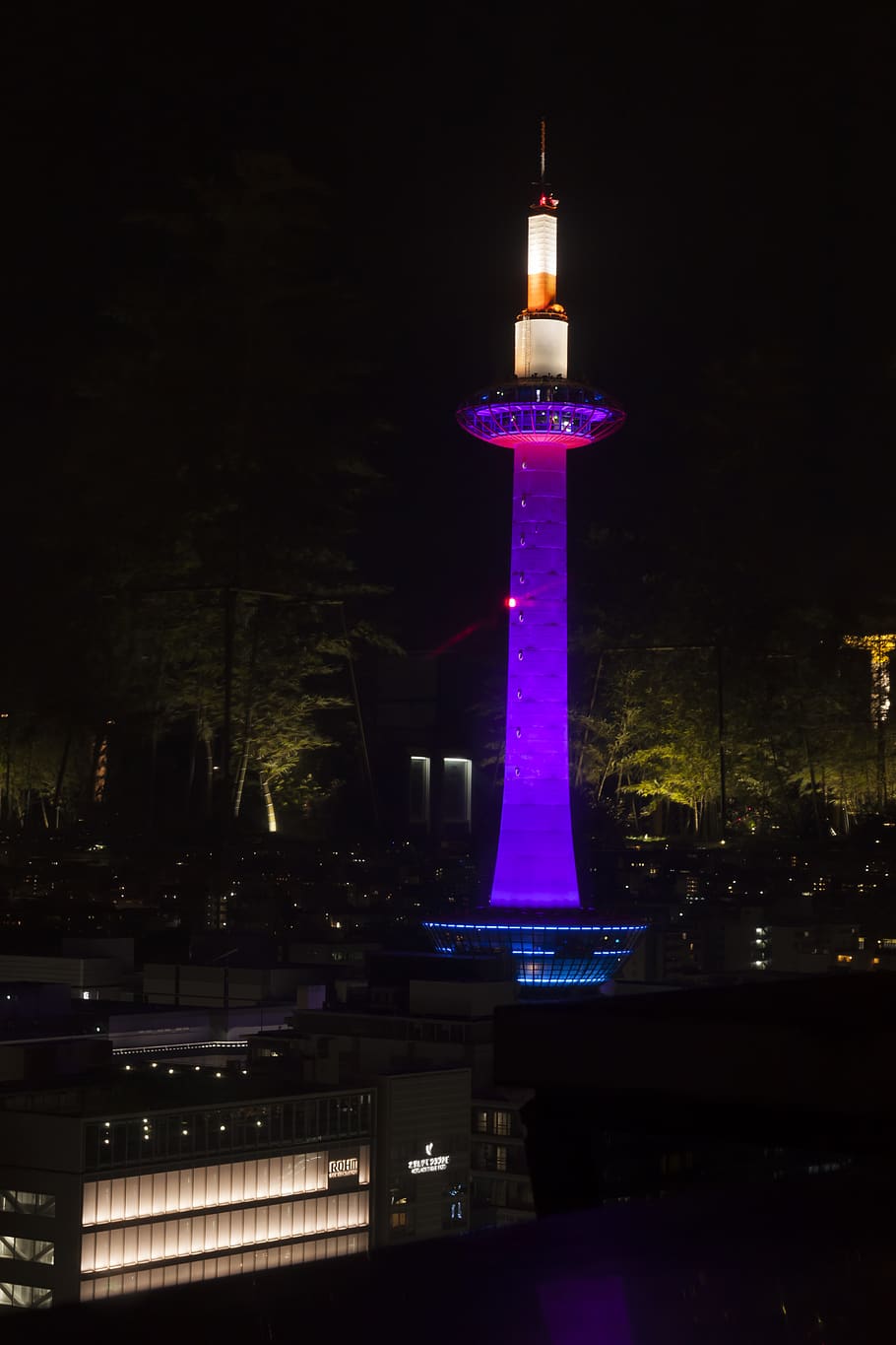 architecture, building, tower, japan, kyoto, kyoto tower, night