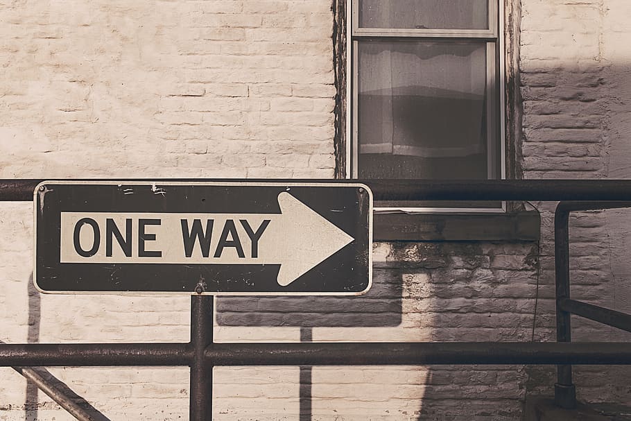 One Way Signage, arrow, direction, path, road, street, text, communication, HD wallpaper