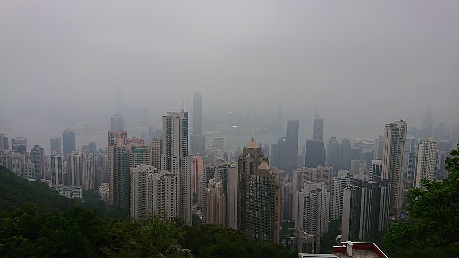 hong kong, victoria peak, city, buildings, building exterior, HD wallpaper