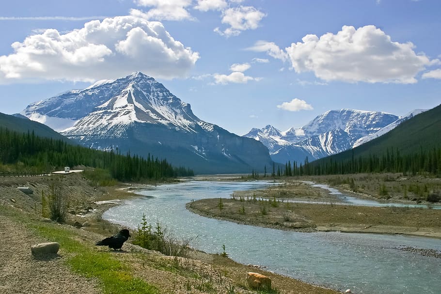 mountain, snow, nature, waters, landscape, travel, sky, panorama HD wallpaper