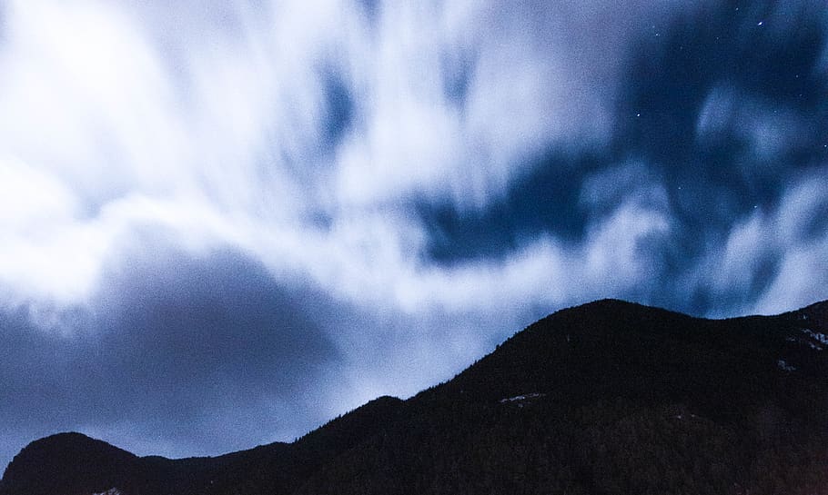andorra, sky, blue, night, mountain, cloud - sky, scenics - nature HD wallpaper