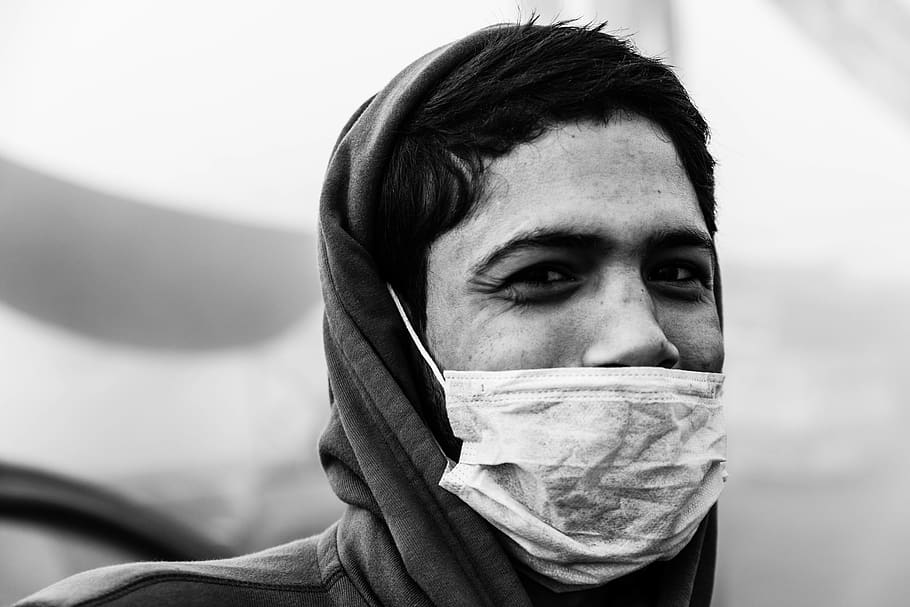 man wearing face mask, one person, headshot, portrait, looking at camera HD wallpaper