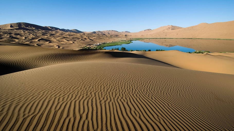 dune, sand, sandy, nature, landscape, desert, water, lake, scenics - nature HD wallpaper