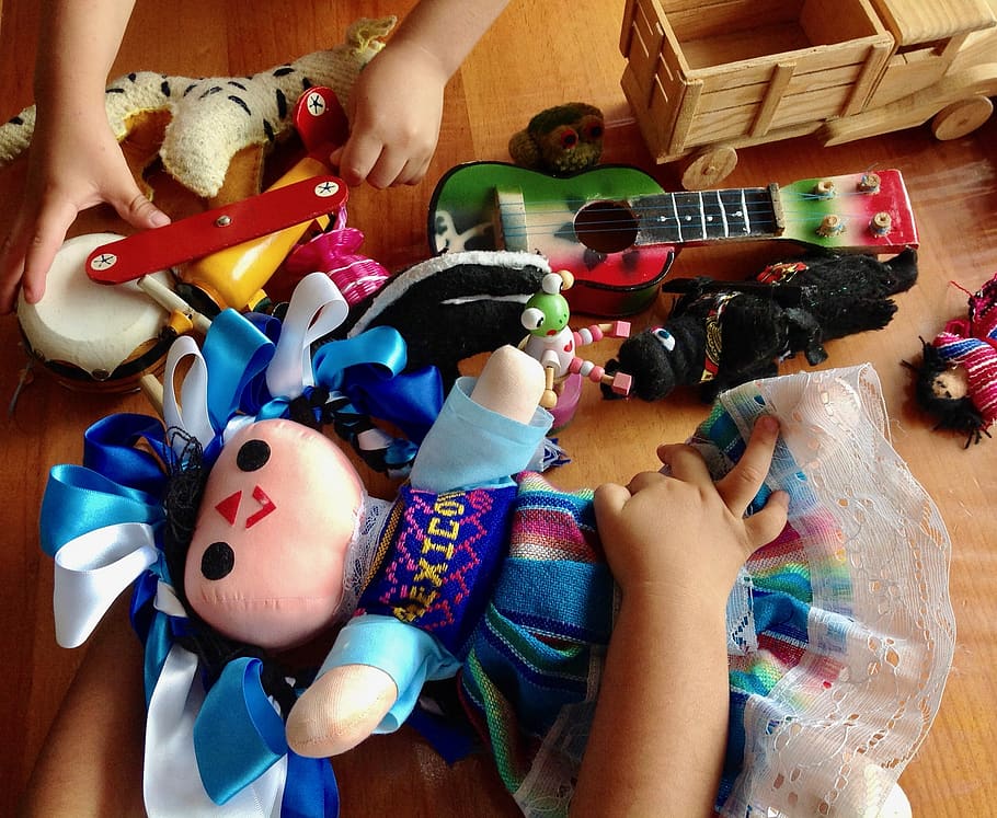 playing, children, kids, latin kids, mexican toys, doll, multi colored