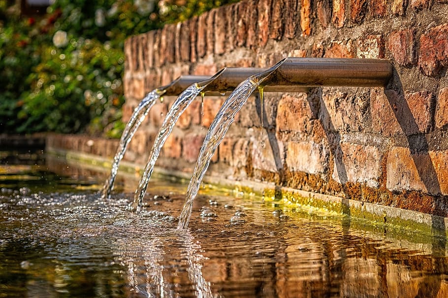 fountain, water, flow, water feature, water jet, rest, drink HD wallpaper
