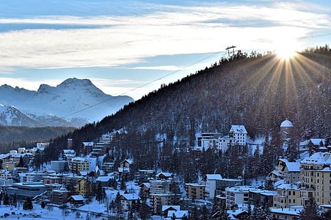 winter, mountains, ski area, slopes, wintry, st, moritz, switzerland HD wallpaper