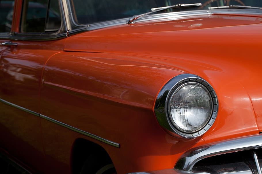 orange car, mode of transportation, motor vehicle, land vehicle HD wallpaper