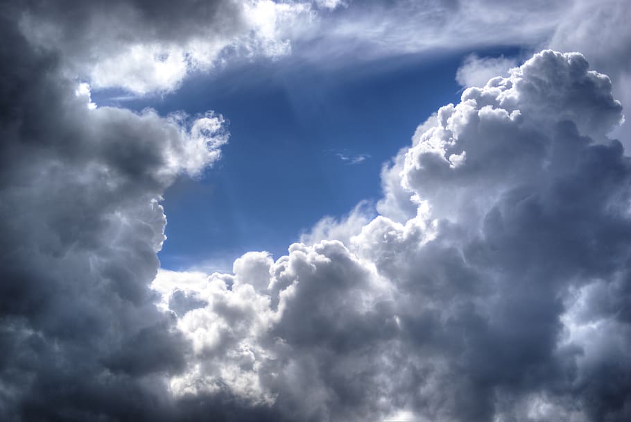 White Clouds, blue, cloudy, sky, sun, cloud - sky, cloudscape HD wallpaper