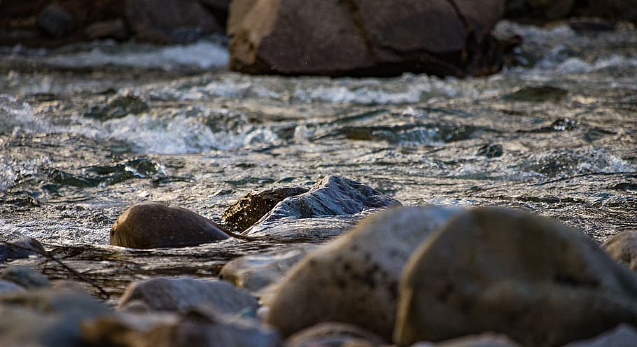 stream, water, glitters, cliff, wilderness, landscape, stone HD wallpaper